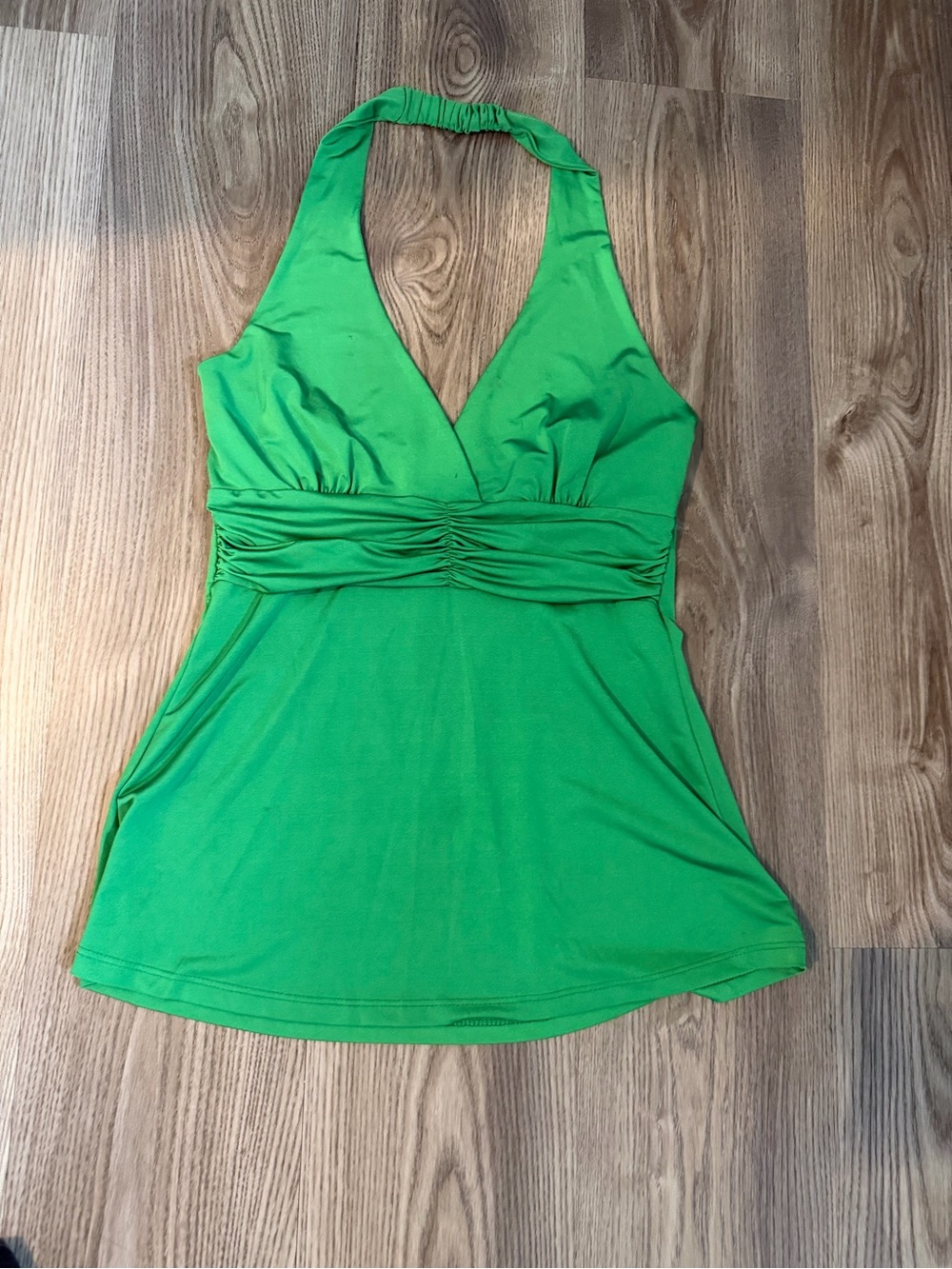a'gaci Bright Green Halter Wrap-Front Tank